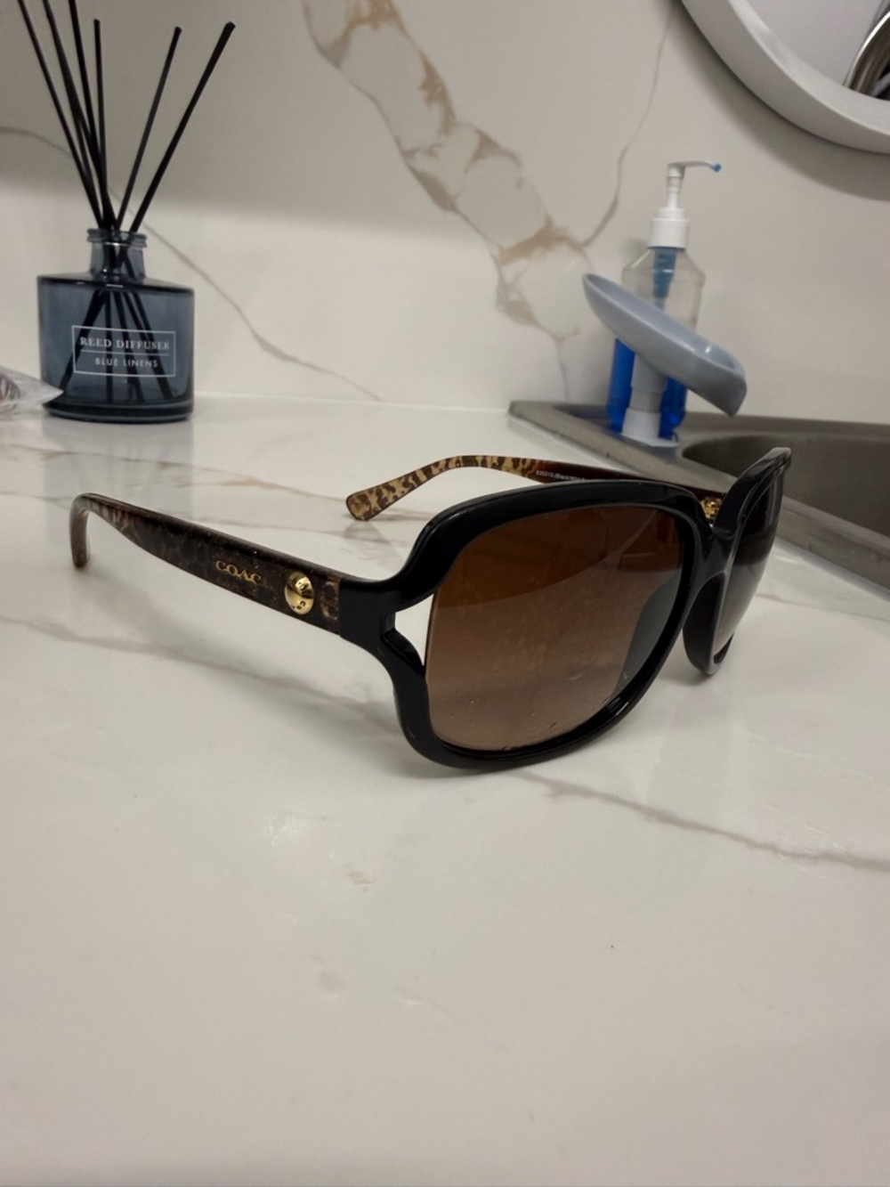 Coach Black Frame Brown Gradient Lens Women's Sunglasses